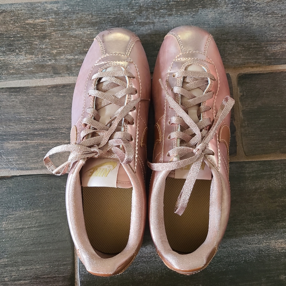Like New Girls Rose Gold Nike Cortez- 4.5 Youth